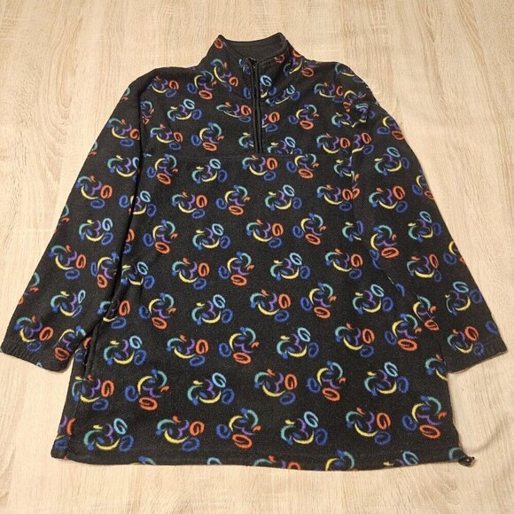 Vintage Disney  Mickey Mouse Fleece Pullover Jacket Size L Womens Black - Picture 1 of 6